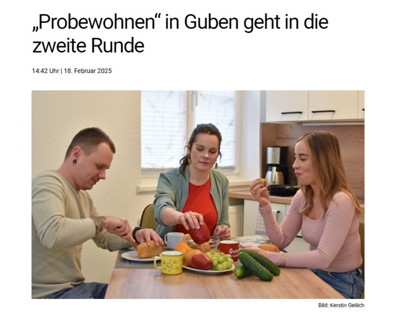 Artikel zum Probewohnen in Guben 2025 auf NiederlausitzAktuell