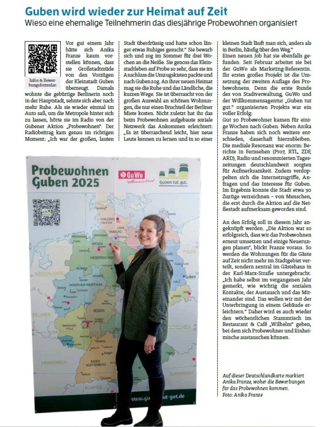 Artikel zum Probewohnen in Guben 2025 im Stadtgeflüster der Gubener Wohnungsgesellschaft mbH