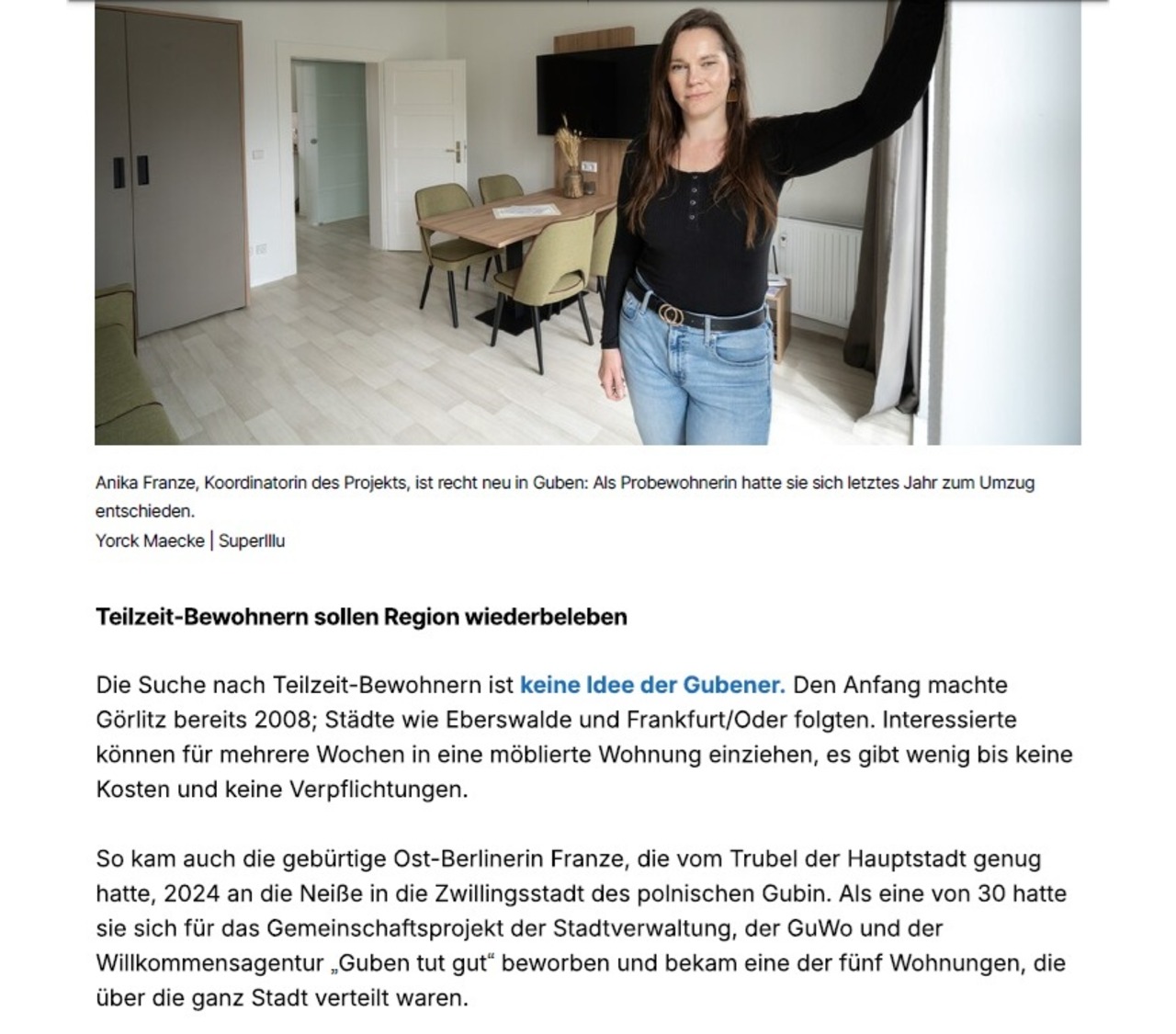 Arktikel Probewohnen Guben auf focusonline