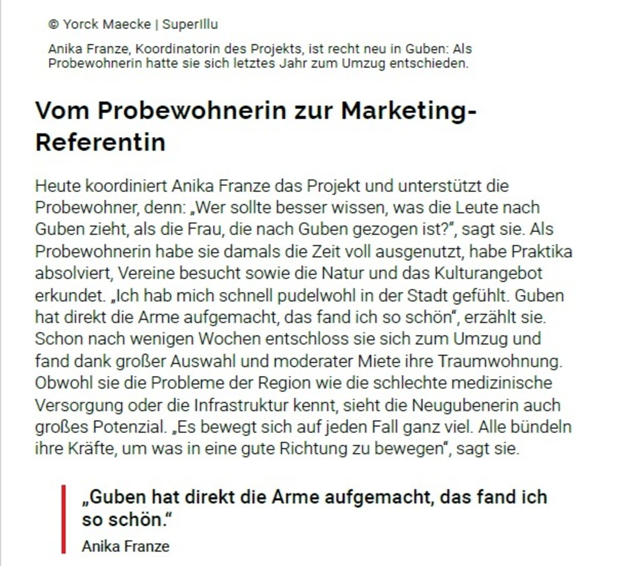 Arktikel Probewohnen Guben auf supperillu.de