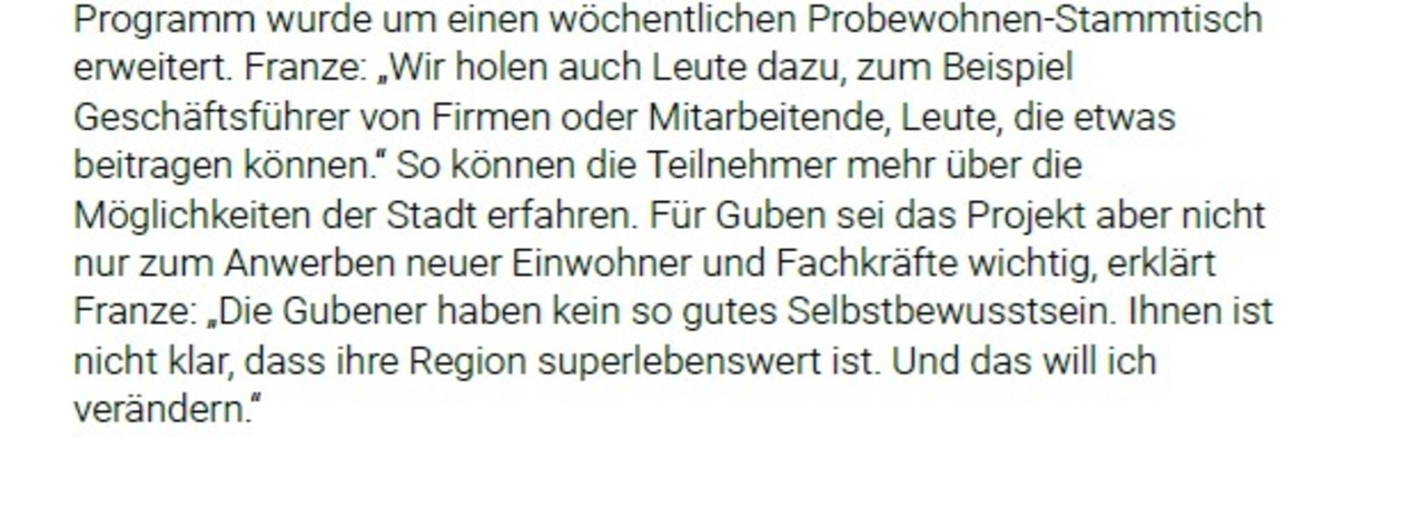 Arktikel Probewohnen Guben auf supperillu.de