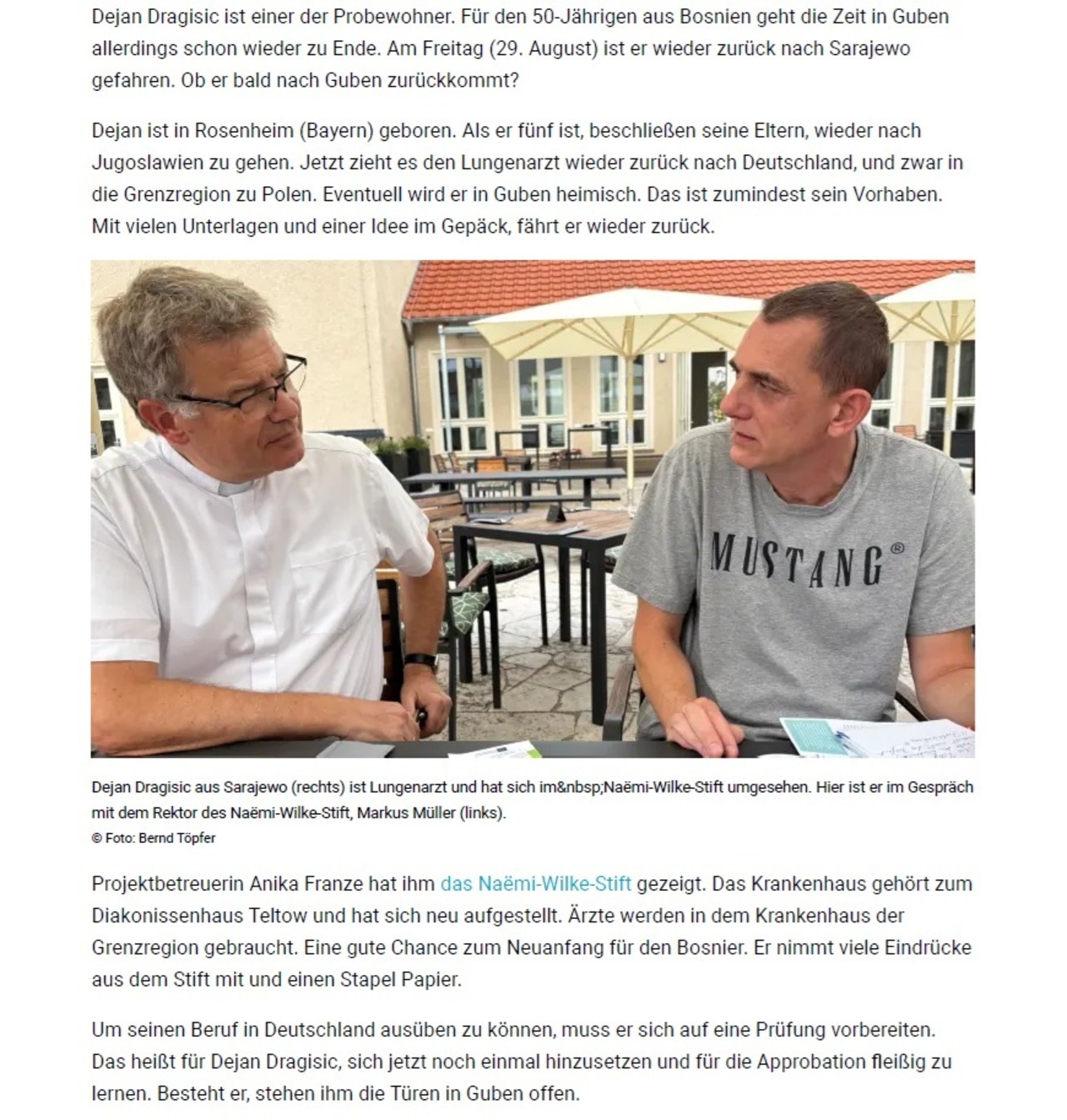 Artikel zum Probewohnen 2025 in Guben Lausitzer Rundschau