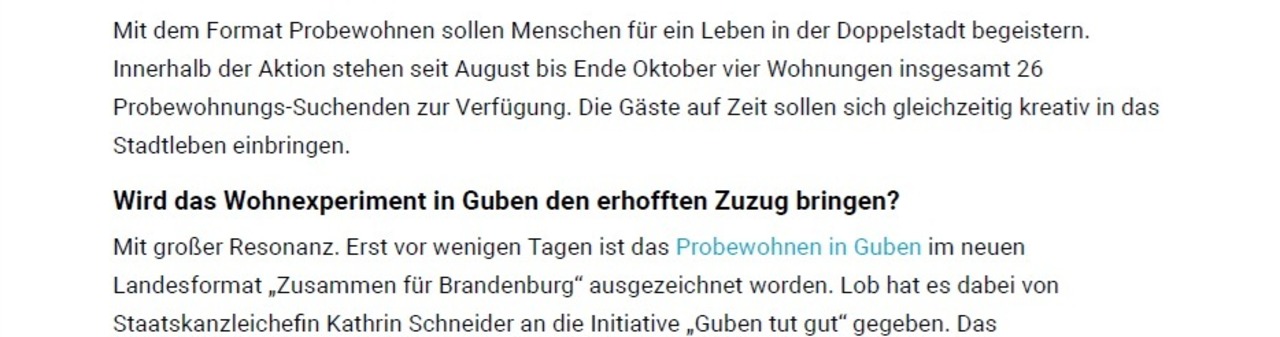 Artikel Lausitzer Rundschau Auszeichnung der Staatskanzlei Brandenburg durch dieChefin der Staatskanzlei Frau Schneider für 