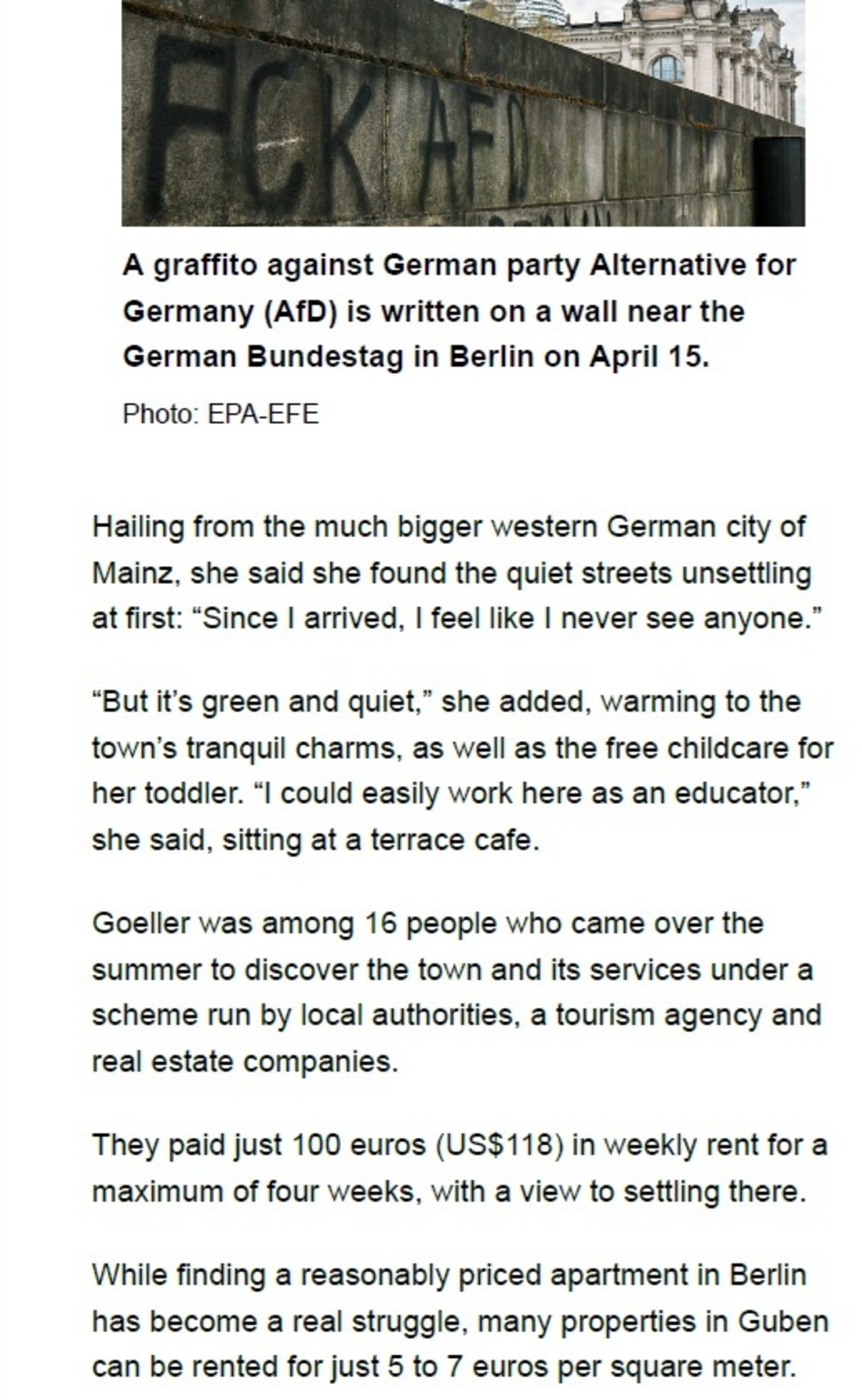 Artikel zum Probewohnen in Guben Daily Euro Times